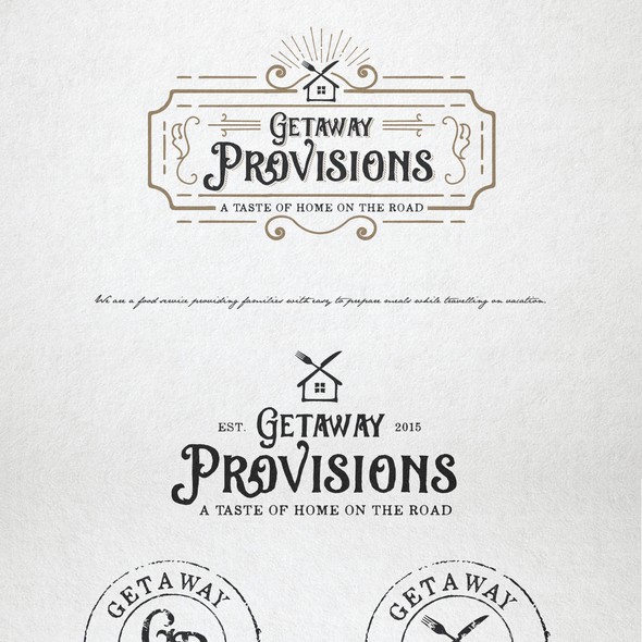 Food service design with the title 'Logo design for Getaway Provisions'