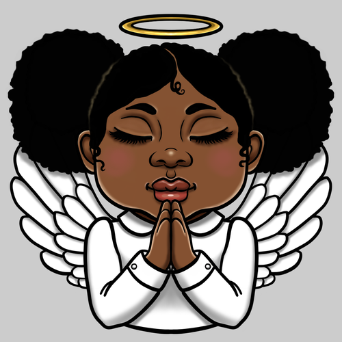 Angel artwork with the title 'Little Angel Illustration - Girl'