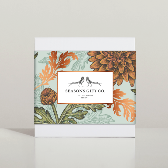 Plant packaging with the title 'Seasons Gift Co. - Gift boxes design'