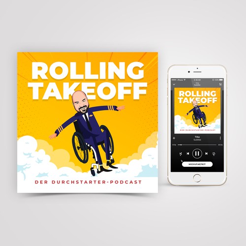 Pop art design with the title 'Rolling Takeoff Podcast'