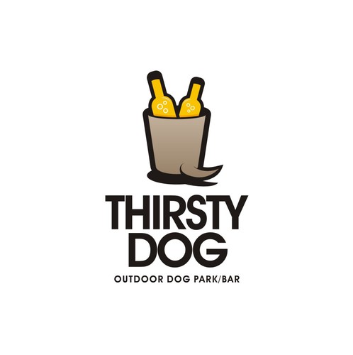 Dog logo with the title 'Thirsty Dog - Off leash dog park with booze!'