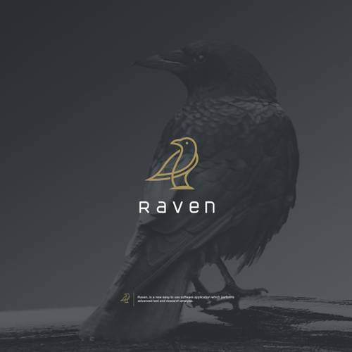 Raven design with the title 'Modern, simple and easy memorable lineart Raven.'