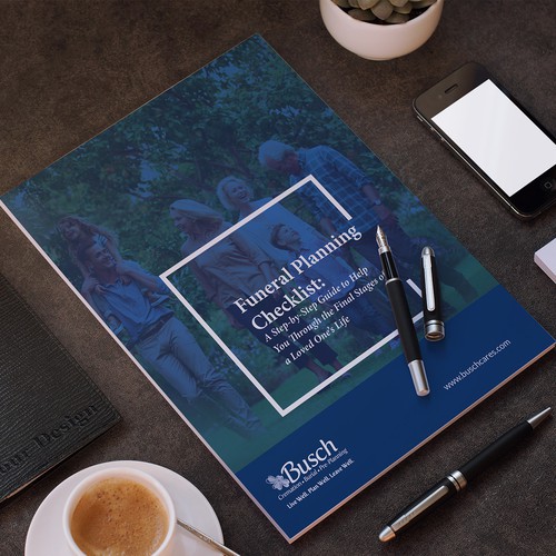 Funeral design with the title 'ebook for a compassionate, caring funeral home'