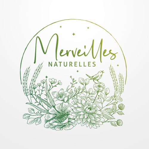 Floral design with the title 'Merveilles Naturelles'
