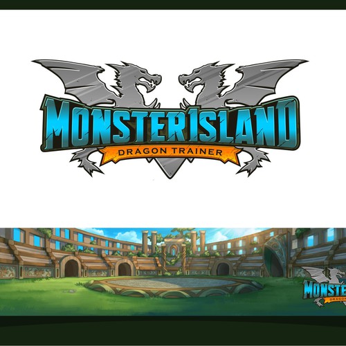 Dragon logo with the title 'Logo for Monster Island'