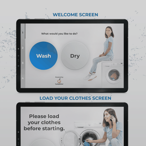 Laundry design with the title 'Tangerpay Laundromat Kiosk Design'