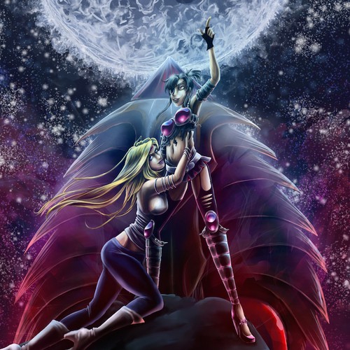 Space book cover with the title 'Sci-fi fantasy book cover.'