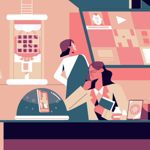 Motion graphics artwork with the title 'animation for Tomas Pueyo article'