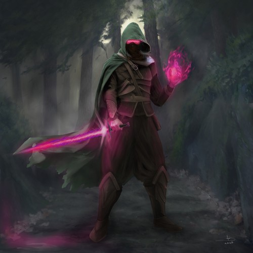 Handmade artwork with the title 'D&D style concept art'