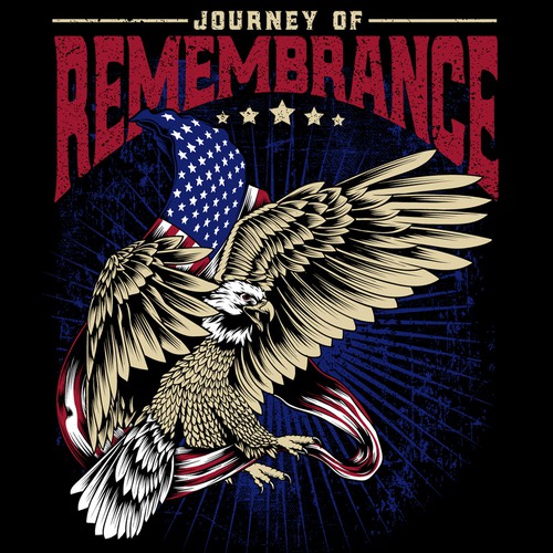 American flag t-shirt with the title 'Design t-shirt for Military Veteran Tribute Tour'