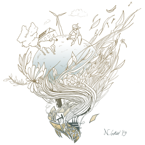 Climate change design with the title 'Illustration for a pro-environmental organisation firm'