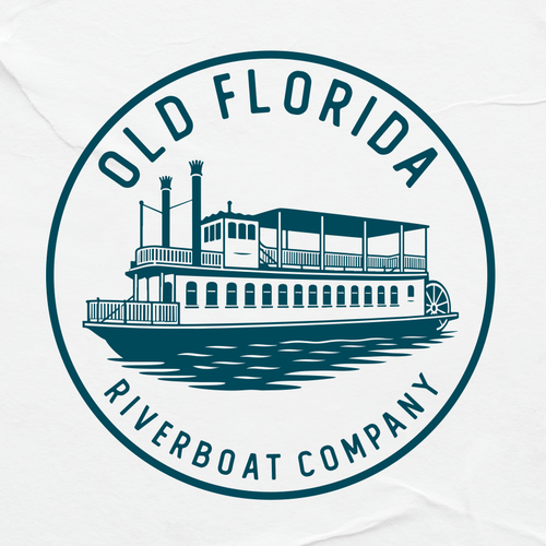 Vintage badge logo with the title 'Old Florida Riverboat – A Timeless Ride on The Lillie'