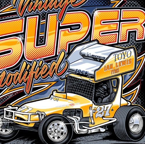 Typography artwork with the title 'Vintage Super Modified'