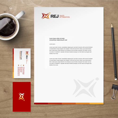 Letterhead design with the title 'REJ Sales Optimization'