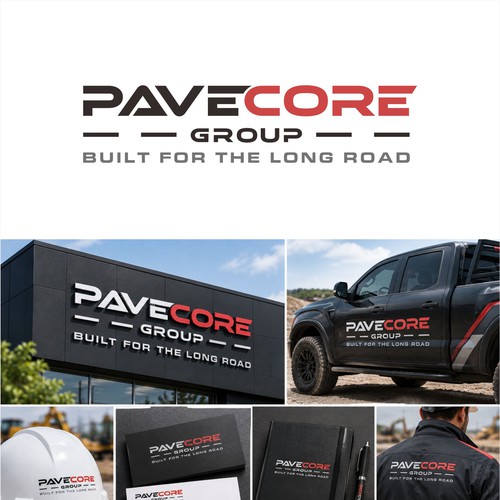 Engineering logo with the title 'PaveCore Group - Construction Brand Identity'