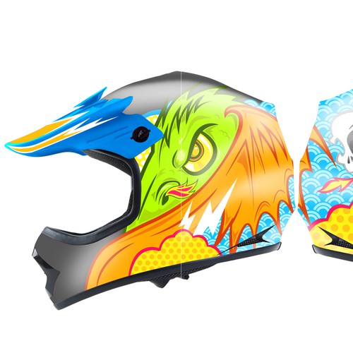 Dragon artwork with the title 'Kids motor bike helmet design'