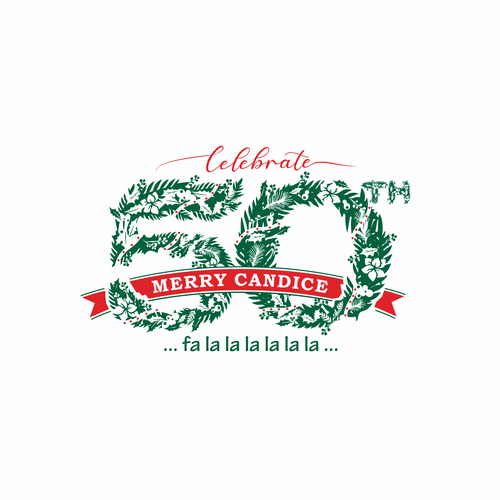 Christmas logo with the title '50 th celebrate Merry candice'