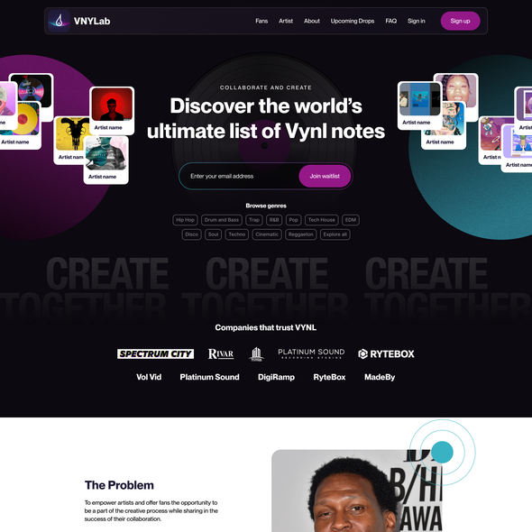 Music design with the title 'nft landing page music'