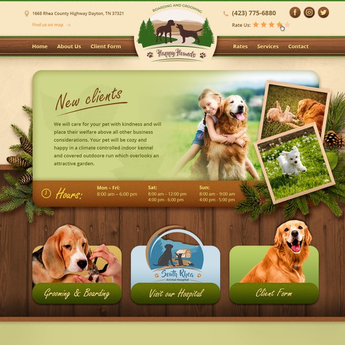 Pet website with the title 'Design for Animal Business'