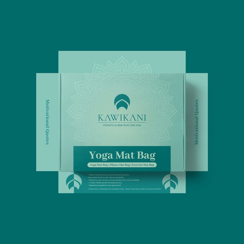 Yoga mat design with the title 'Packaging Design for Yoga Mat Bag'