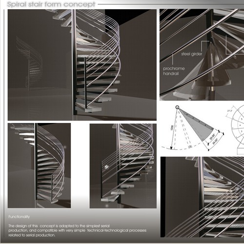 Stair design with the title 'Spiral stair form concept'
