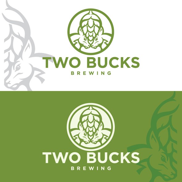 Buck logo with the title 'two bucks beer'