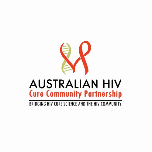 Ribbon design with the title 'Logo for Australian HIV cure community partnership'
