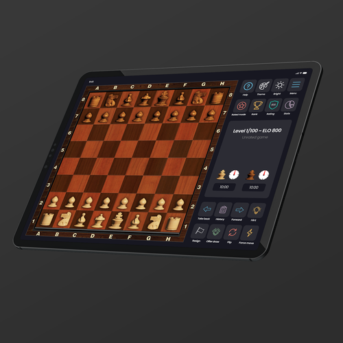 Chess design with the title 'Chess application redesign for iPad'