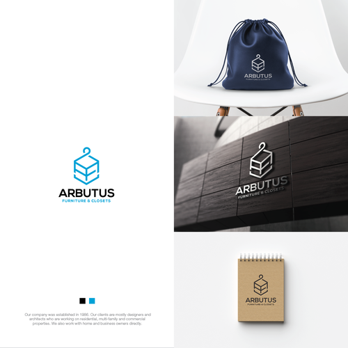 Closet design with the title 'Logo Identity for Arbutus Furniture & Closets'