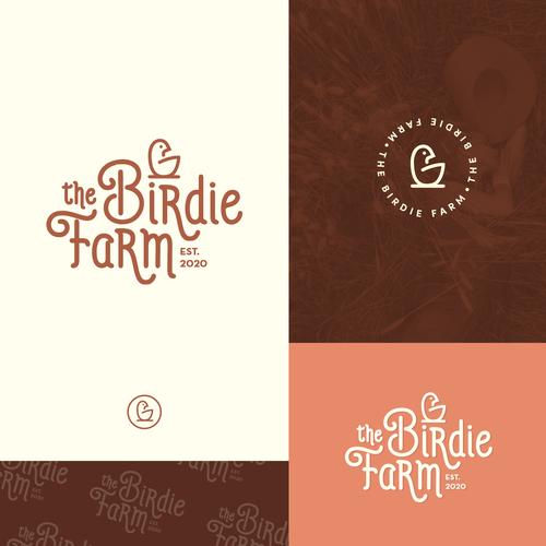 Hen design with the title 'The Birdie Farm'