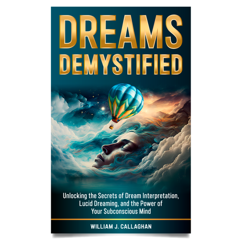Mystical book cover with the title 'Dreams Demystified e-cover-design'