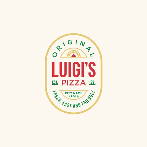 Italian brand with the title 'A modern badge logo for a pizzeria'