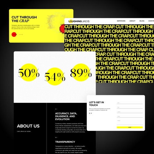 JavaScript design with the title 'Laughing Jacks Media'