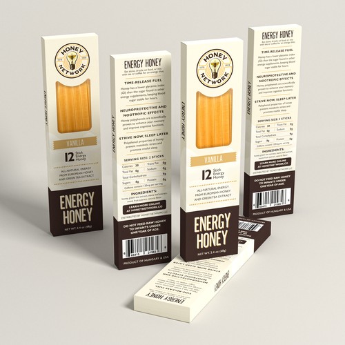 Energy drink packaging with the title 'Energy Honey'
