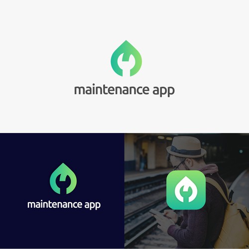 App logo with the title 'maintenance app design'
