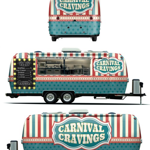 Food truck design with the title 'Airstream Wrap Design'