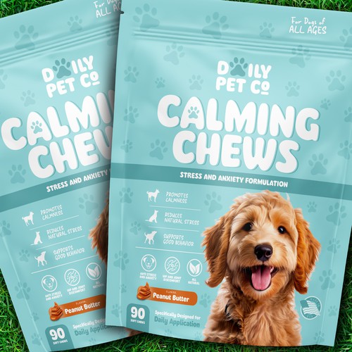 Bag packaging with the title 'Calming Pet Chews Package '