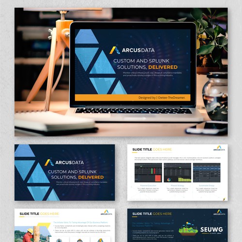Utility design with the title 'PowerPoint Design for the "Arcus Data" Project.'