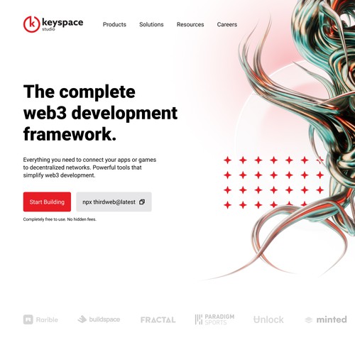 3D website with the title 'Website Hero design for Keyspace Studio'