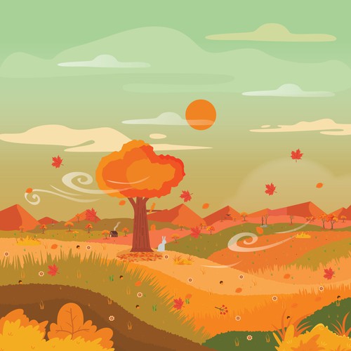 Cozy design with the title 'Autumn scene'
