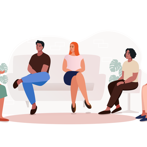 Graphic illustration artwork with the title 'Therapy illustration for a psychology practice'