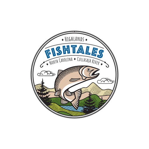 Fish artwork with the title 'Fishtales logo for vacation home'