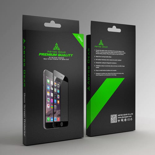 Technology packaging with the title 'ackage for Tempered Glass Screen Protector for iPhone 6S'