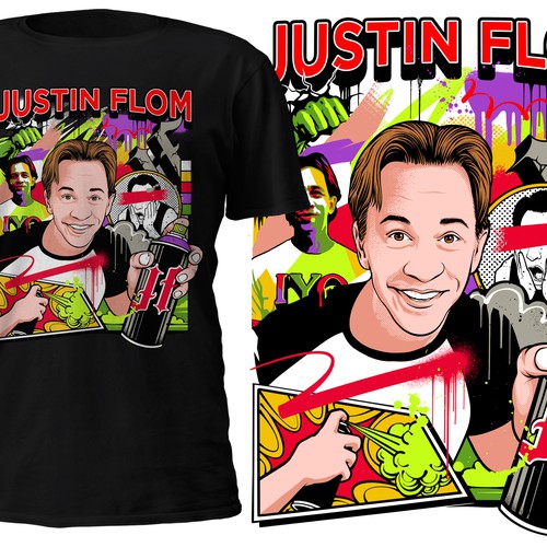 Graffiti design with the title 'Justin Flom'