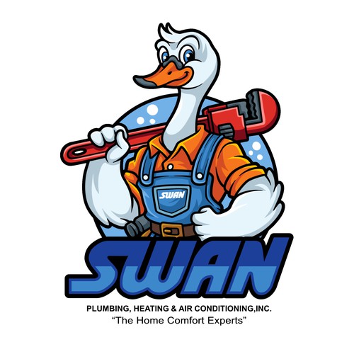 Swan design with the title 'Swan Plumbing Mascot Logo Design'