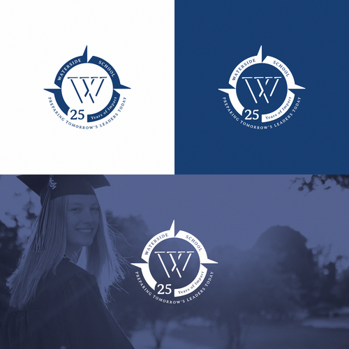 50 year anniversary logo with the title 'Logo design proposal for the 25th anniversary of Waterside School'