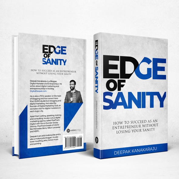 Blue book cover with the title 'Book cover for Edge Of Sanity'