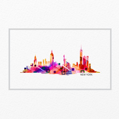 Skyline artwork with the title 'Colorful Skylines'