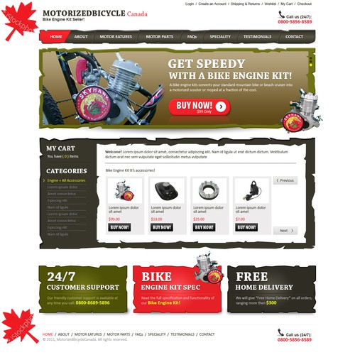 Sports website with the title 'Website Design for MOTORIZED BICYCLE Canada'