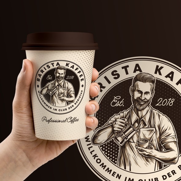 Barista logo with the title 'Custom logo work for Barista Kaffee'